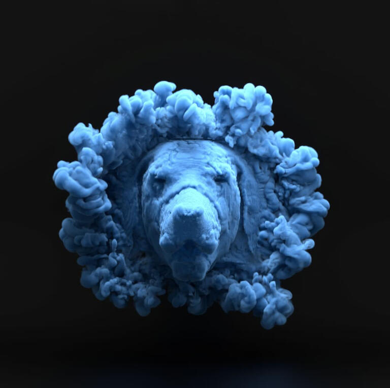 Rendered silky smoke forming intricate animal heads, blending ethereal elegance with artistic detail.